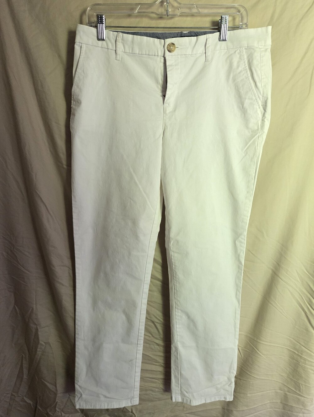 Tommy Hilfiger White Cotton Pants with Navy Waistband